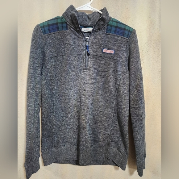 Vineyard Vines Classic Quarter Zip Sweater Plaid Gray Size Xs - Picture 1 of 8